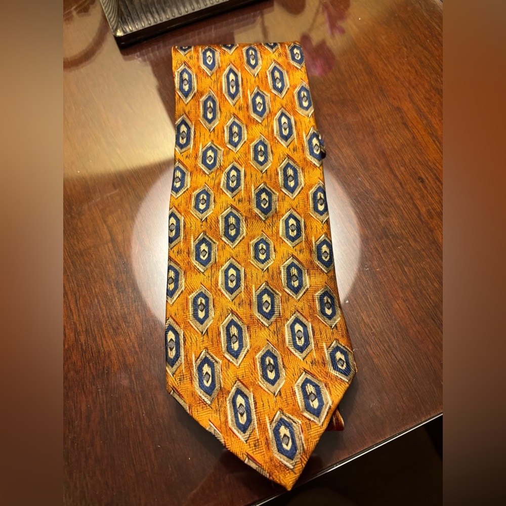 Ferrell Reed for Nordstrom Geometric Patterned Orange and Blue Tie